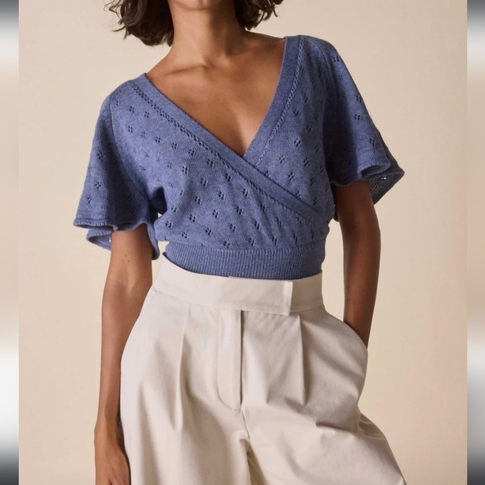 ST. ROCHE, Ballet Top, Blue Melange, Size Small, NWT!